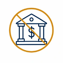 Crossed-out bank icon