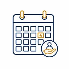Calendar with star and handshake icon